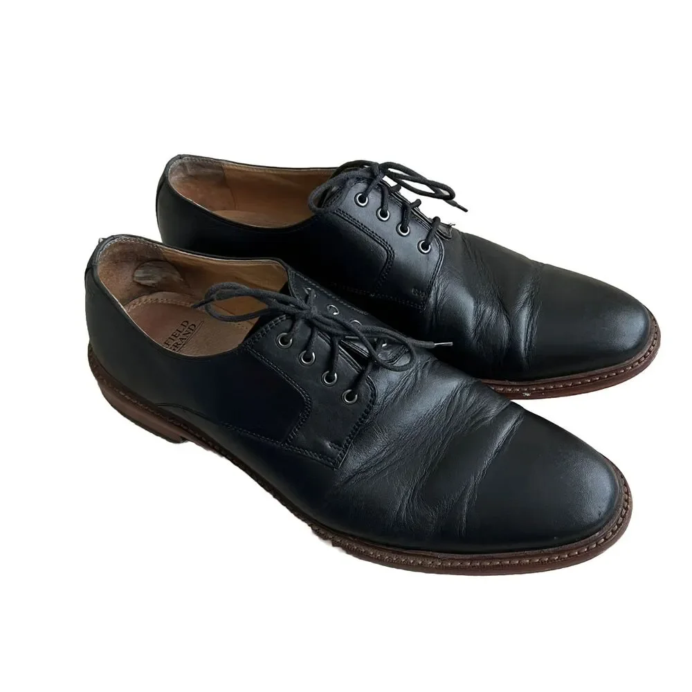 Warfield & Grand Mens Berkeley Oxford Black Leather Dress Shoes Sz 10 Lace Up